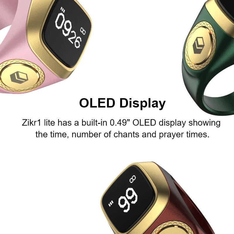 IQibla Smart Zikr Rings Tasbih Tally Intelligent Digital Counter for Muslims Praise 5 Prayer Time Electronic Vibration Reminder